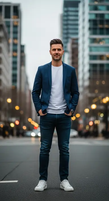 Blazer with a T-Shirt and Jeans