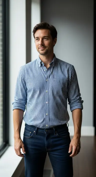 Checkered Shirt with Denim