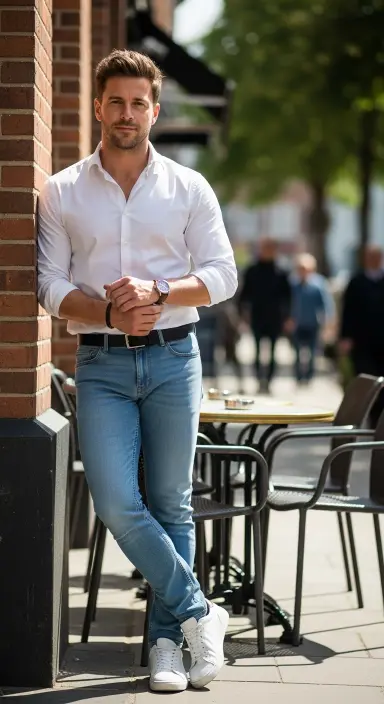 Classic White Shirt with Blue Jeans