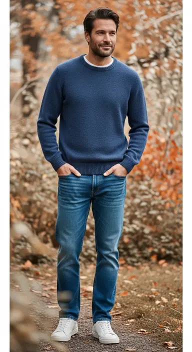 Crewneck Sweater with Blue Jeans