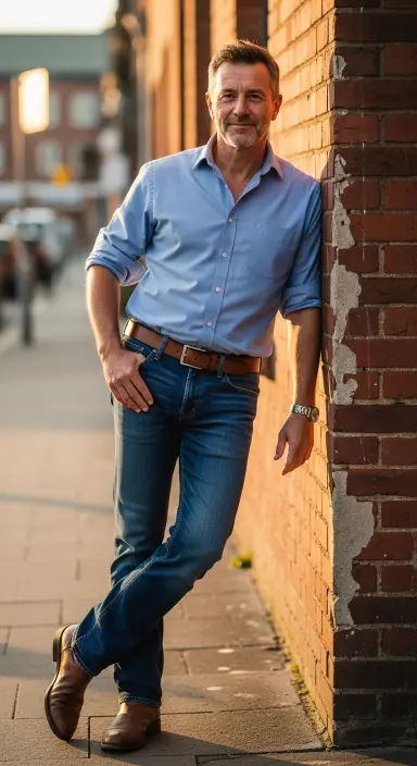 Denim Jeans with a Button-Down Shirt