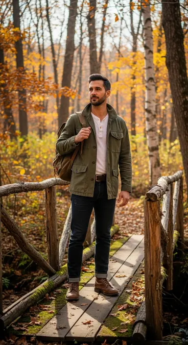 Henley Shirt with Utility Jacket