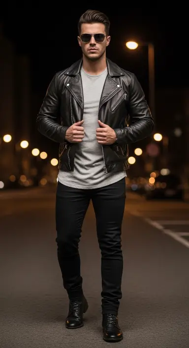 Leather Jacket and Black Jeans