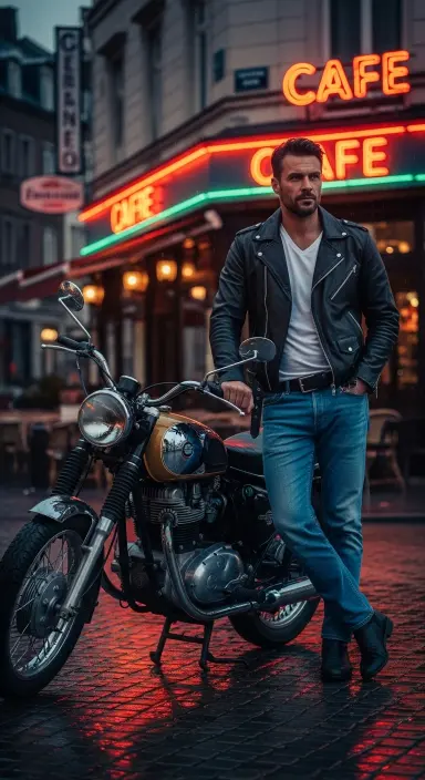 Leather Jacket with Blue Jeans