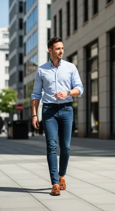 Oxford Shirt with Slim-Fit Jeans