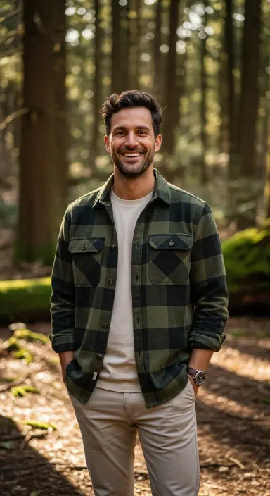 Plaid Overshirt with Neutral Base