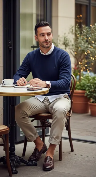 Sweater Over a Collared Shirt