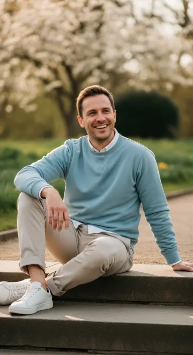 Sweatshirt over a Collared Shirt