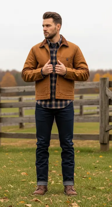 Work Jacket with Rugged Boots