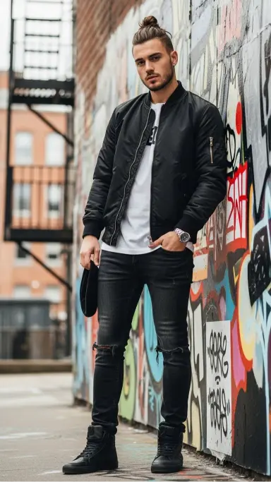 Bomber Jacket With Layered Tees