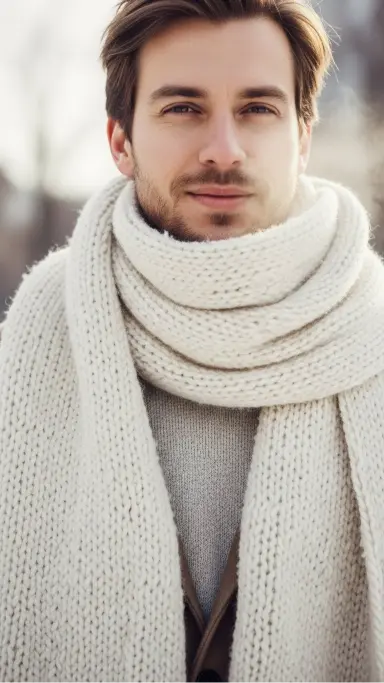 Chunky Scarves with Simple Outfits