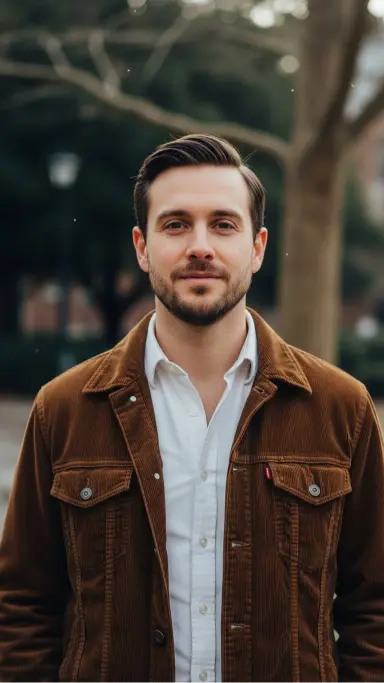 Corduroy Jacket with a Button-Down Shirt