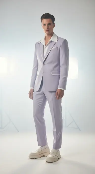 Pastel Suit with Chunky Loafers