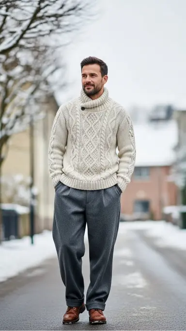 Relaxed Fit Trousers with Heavy Sweaters