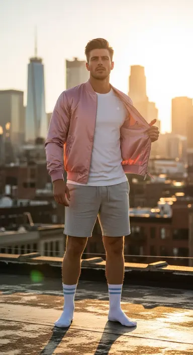 Satin Bomber with Sport Shorts