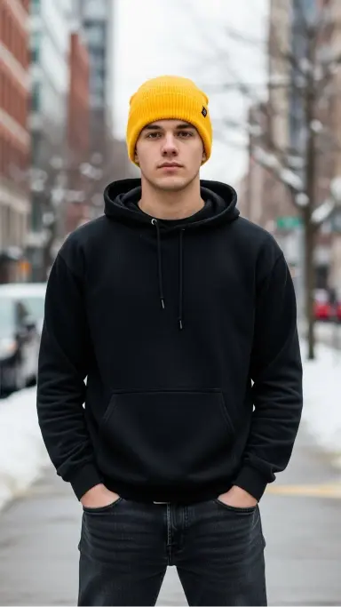Statement Beanie with a Simple Outfit