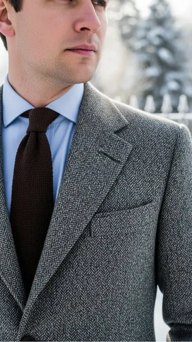 Textured Suit in Tweed or Herringbone