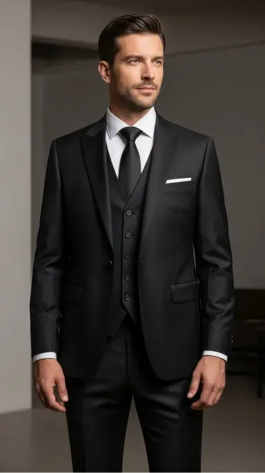 All-Black Three-Piece Suit