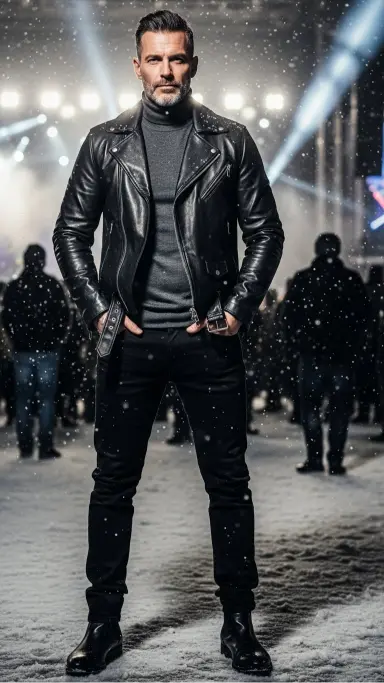 Biker Jacket With Turtleneck