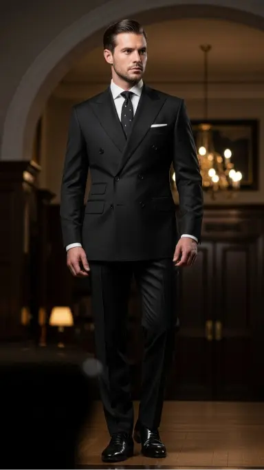 Black Double-Breasted Suit