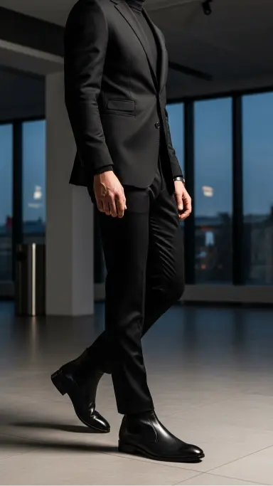 Black Formal Outfit with Black Boots