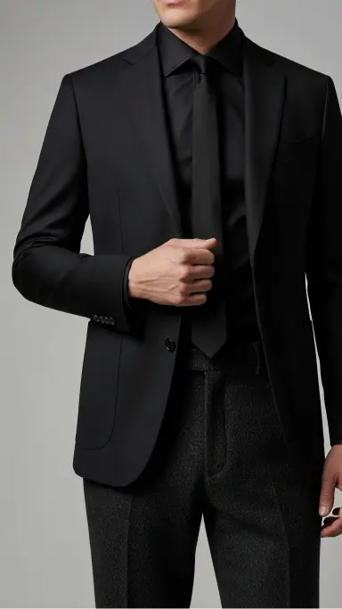 Black Formal Outfit with Textured Fabrics
