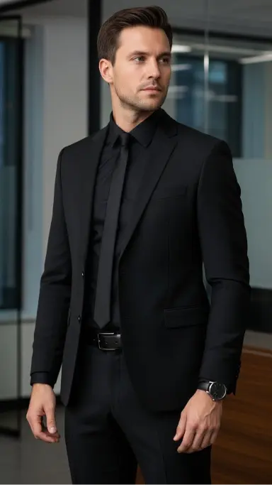 Black Formal Outfit with a Matte Finish