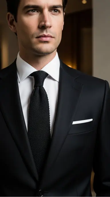 Black Suit with a Winter Knit Tie