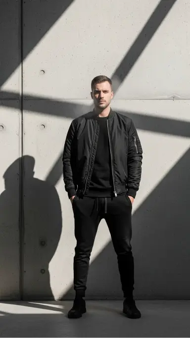 Bomber Jacket With a Minimal Monochrome Look