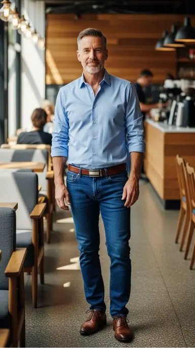 Button-Down Shirt with Dark Jeans