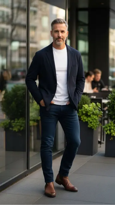 Casual Blazer With a Plain Tee and Jeans