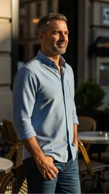 Casual Button-Down Shirt With Dark Jeans