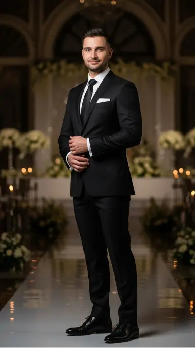 Classic Black Suit with White Shirt