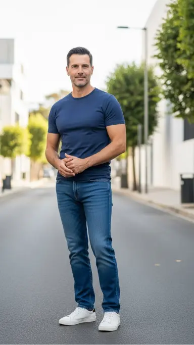 Classic Jeans With a Well-Fitted T-Shirt