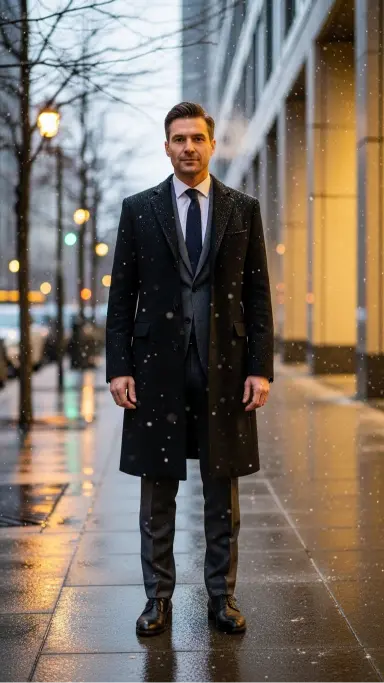 Classic Wool Suit with an Overcoat