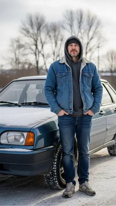 Denim Jacket with a Warm Inner Layer