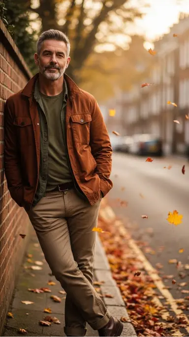 Earth-Tone Layered Outfit with a Light Jacket