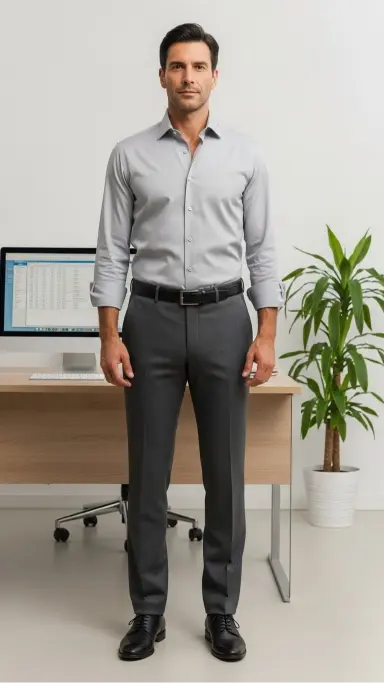 Grey Formal Shirt with Charcoal Trousers