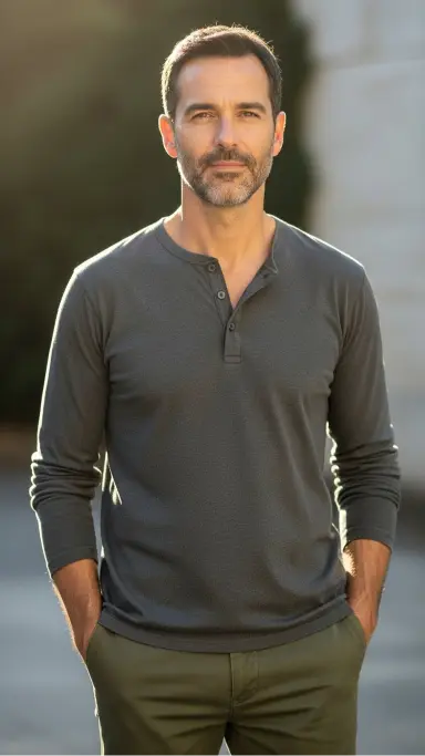 Henley Shirt With Straight-Fit Pants
