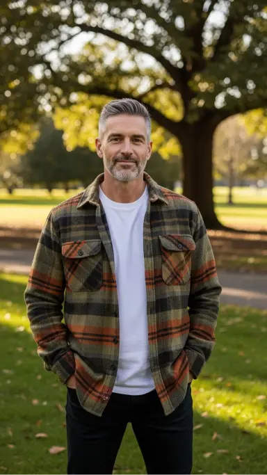 Layered T-Shirt and Overshirt Combo