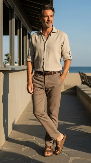 Linen Shirt with Relaxed Cotton Pants