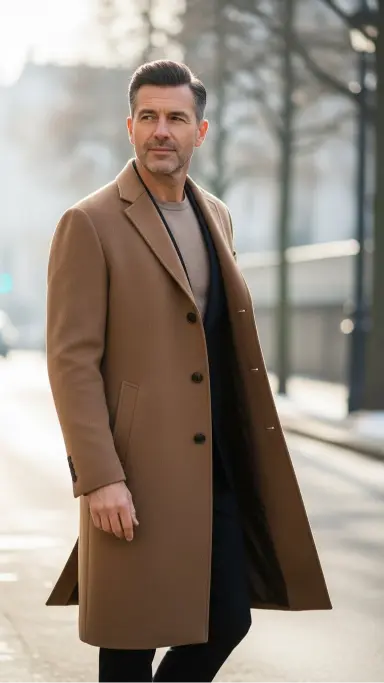 Long Coat With Slim Layers Underneath