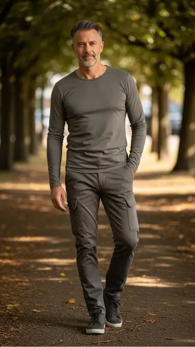 Long-Sleeve T-Shirt With Modern-Fit Cargo Pants