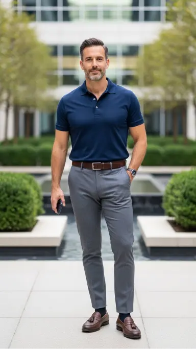 Polo Shirt with Tailored Trousers