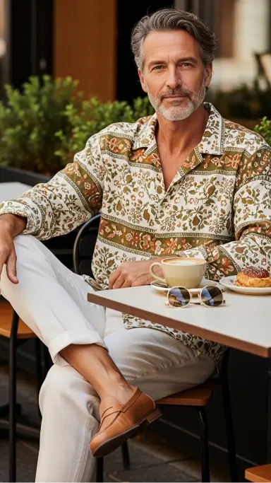 Printed Shirt with Neutral Bottoms