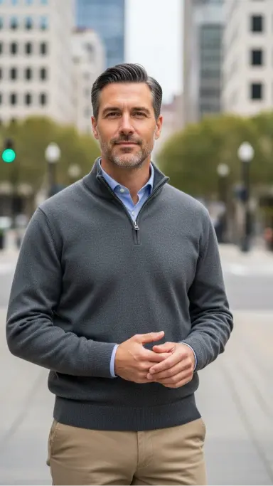 Quarter-Zip Sweater With Chinos