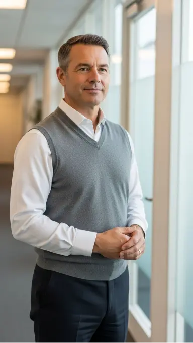 Sweater Vest Over a Button-Down Shirt