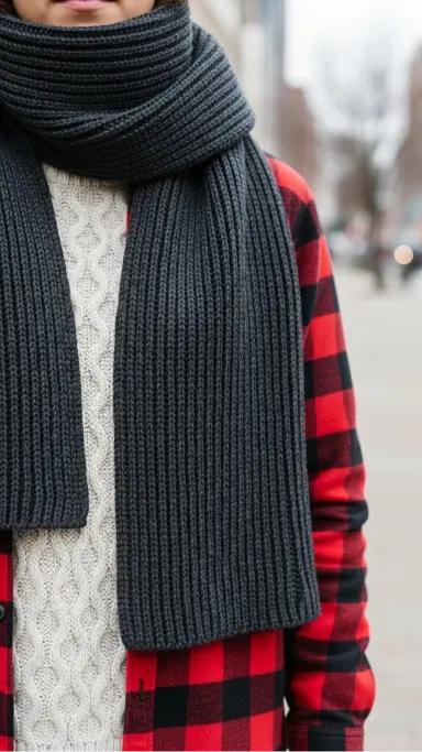 Textured Scarf With Layered Outfits