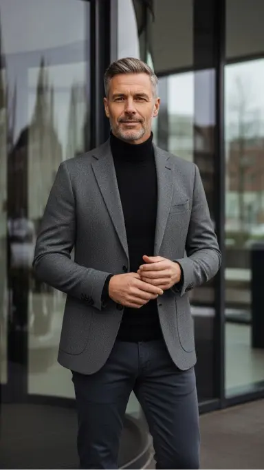 Turtleneck Sweater with a Blazer for Smart Casual Days