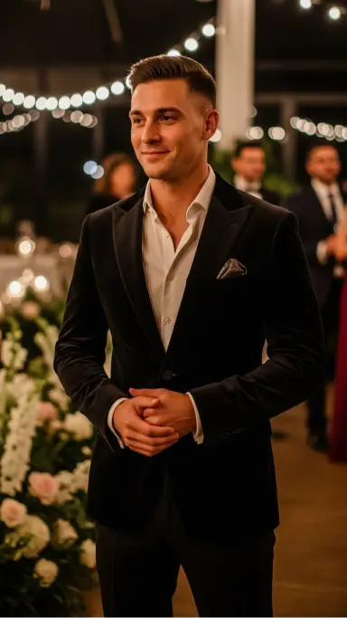 Velvet Blazer with Formal Trousers